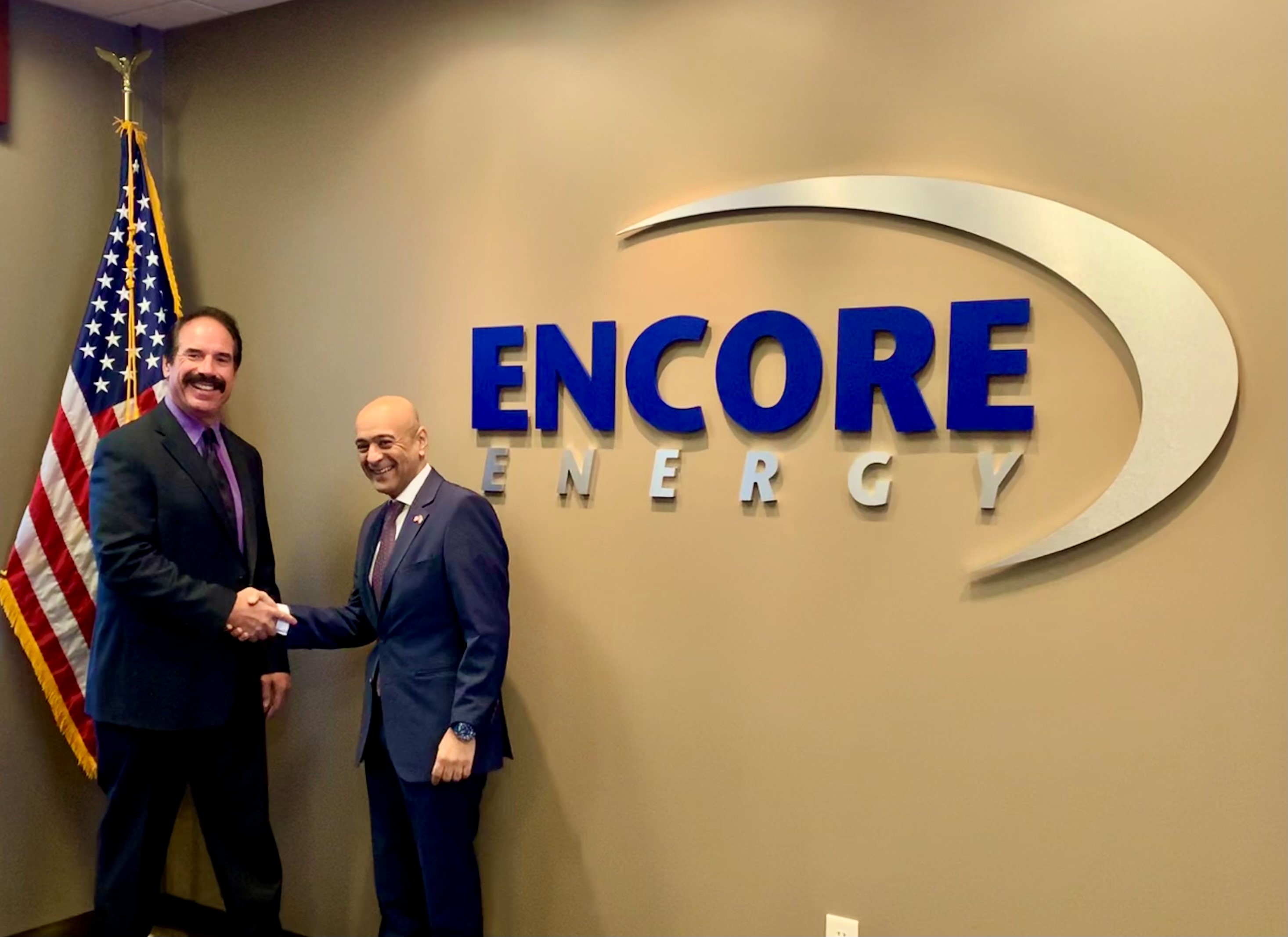 Encore Energy&rsquo;s President and CEO, Ken Graeber, welcomes H.E. Ambassador Jasem Mohamed Albudaiwi